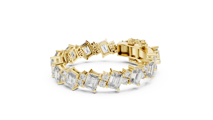 Emerald & Round Diamond Cluster Bracelet in 14K Rose Gold