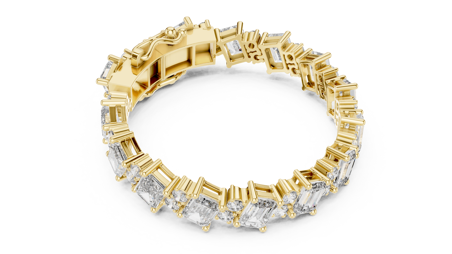 Emerald & Round Diamond Cluster Bracelet in 14K Rose Gold