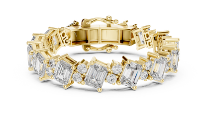 Emerald & Round Diamond Cluster Bracelet in 14K Rose Gold