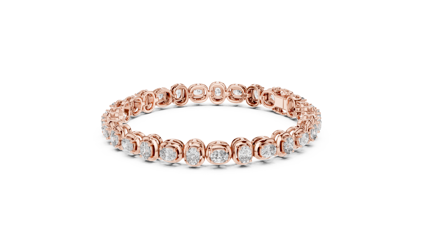 Gold Oval Diamond Tennis Bracelet – Bezel Set Luxury