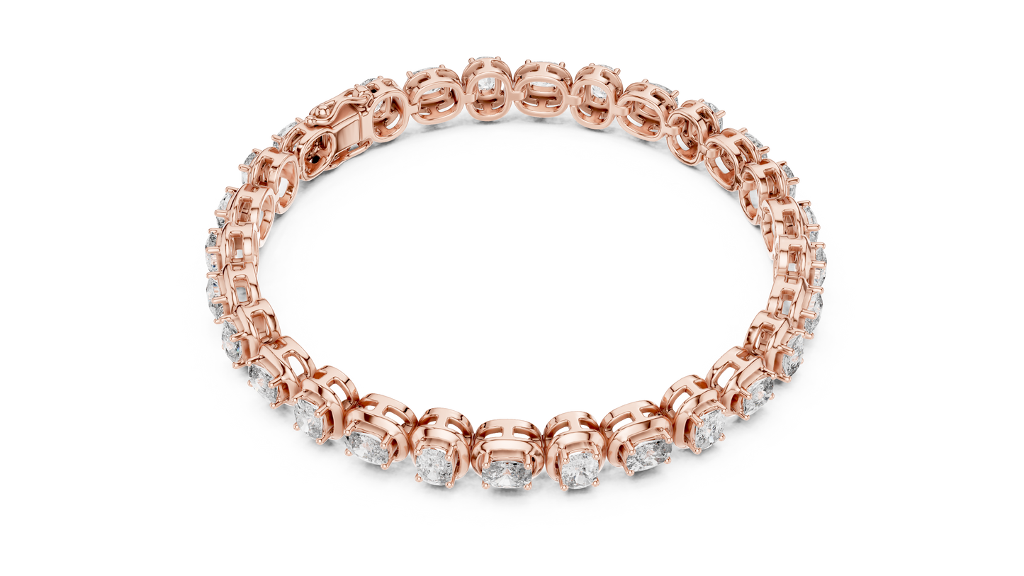Gold Oval Diamond Tennis Bracelet – Bezel Set Luxury