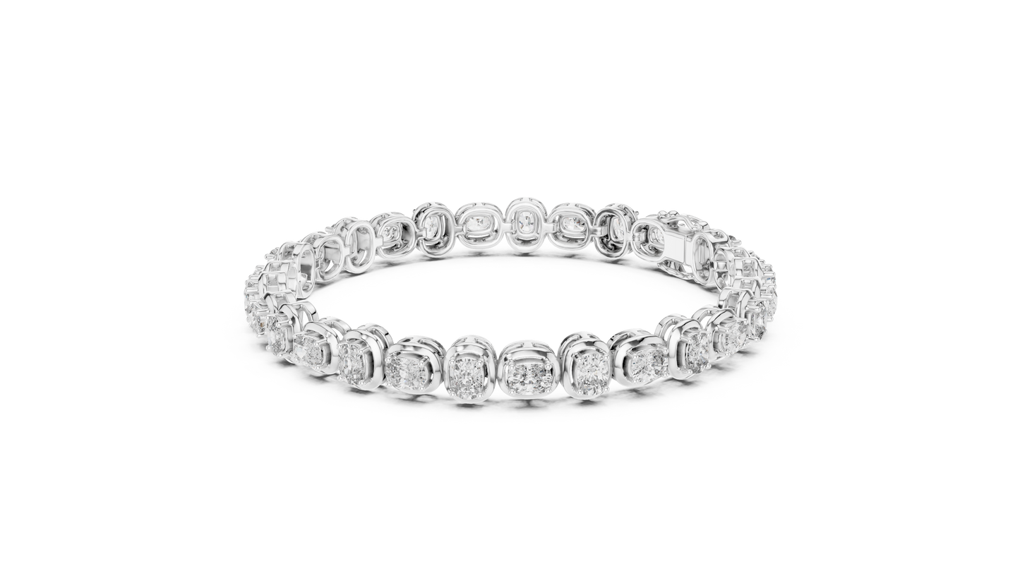 Gold Oval Diamond Tennis Bracelet – Bezel Set Luxury