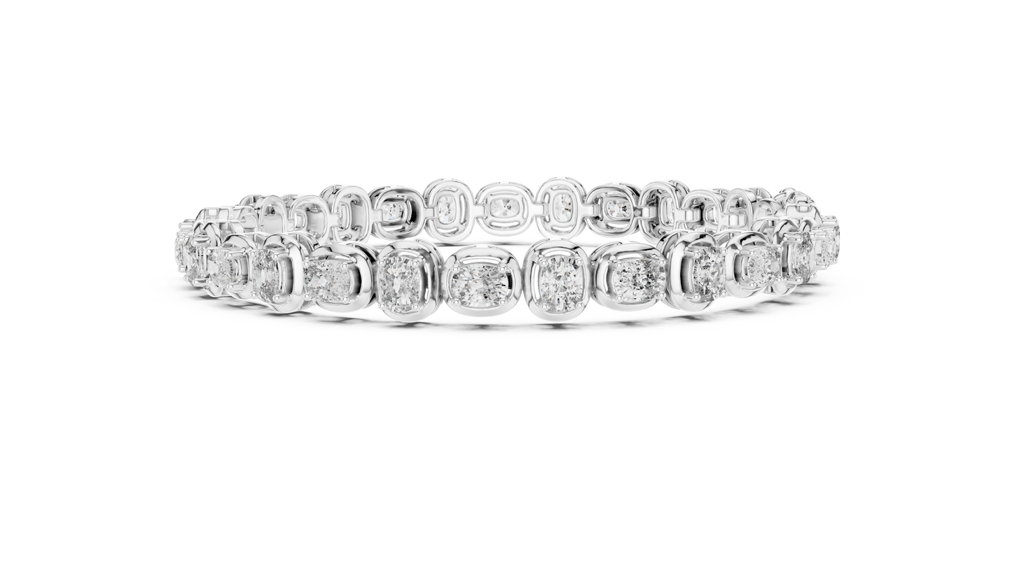 Gold Oval Diamond Tennis Bracelet – Bezel Set Luxury