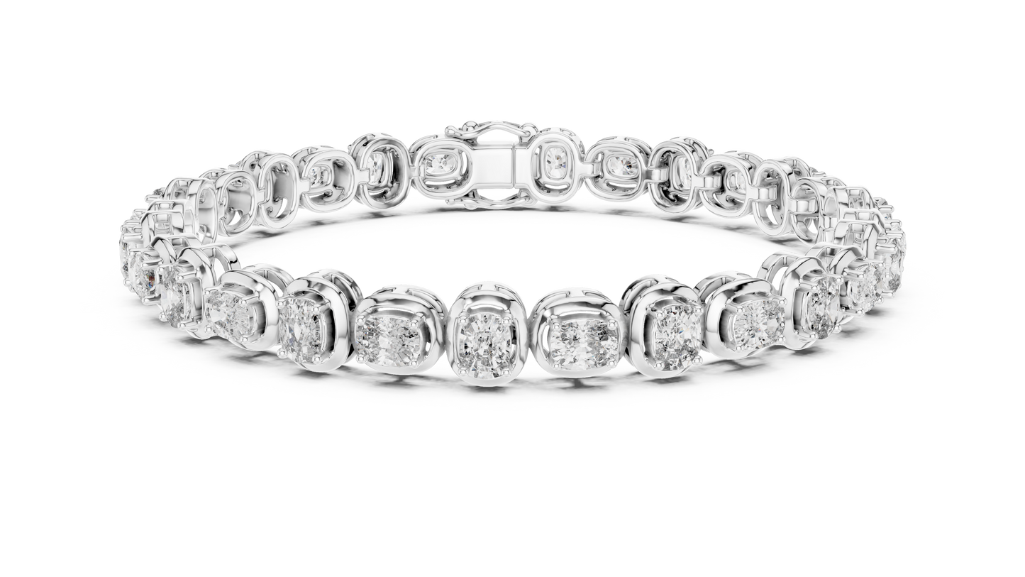 Gold Oval Diamond Tennis Bracelet – Bezel Set Luxury