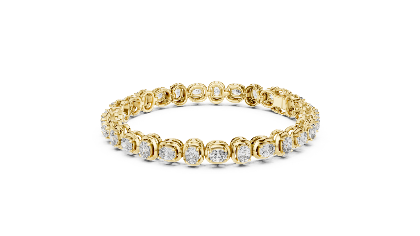Gold Oval Diamond Tennis Bracelet – Bezel Set Luxury