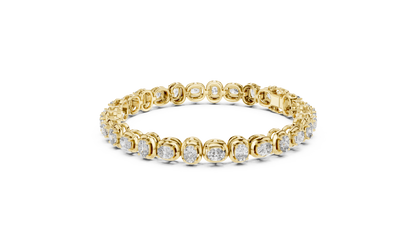 Gold Oval Diamond Tennis Bracelet – Bezel Set Luxury