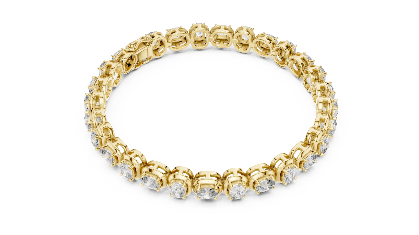 Gold Oval Diamond Tennis Bracelet – Bezel Set Luxury