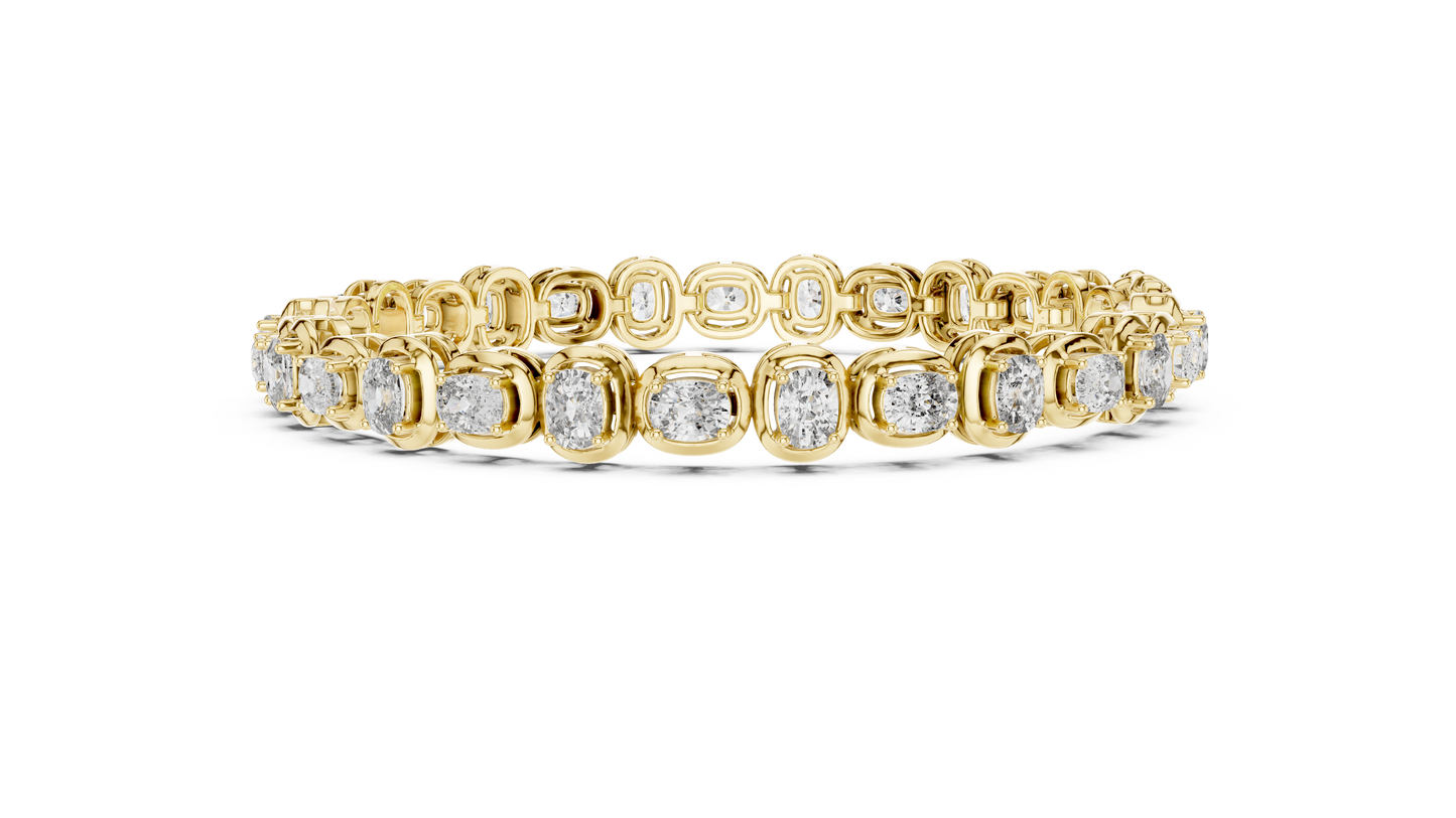 Gold Oval Diamond Tennis Bracelet – Bezel Set Luxury