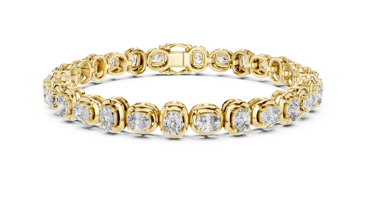 Gold Oval Diamond Tennis Bracelet – Bezel Set Luxury