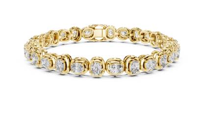 Gold Oval Diamond Tennis Bracelet – Bezel Set Luxury