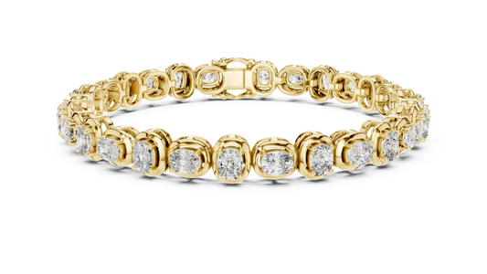 Gold Oval Diamond Tennis Bracelet – Bezel Set Luxury