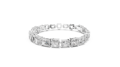 Rose Gold Princess & Emerald-Cut Diamond Tennis Chain Bracelet - Luxury Brilliance