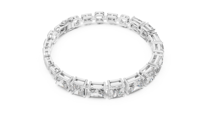 Rose Gold Princess & Emerald-Cut Diamond Tennis Chain Bracelet - Luxury Brilliance
