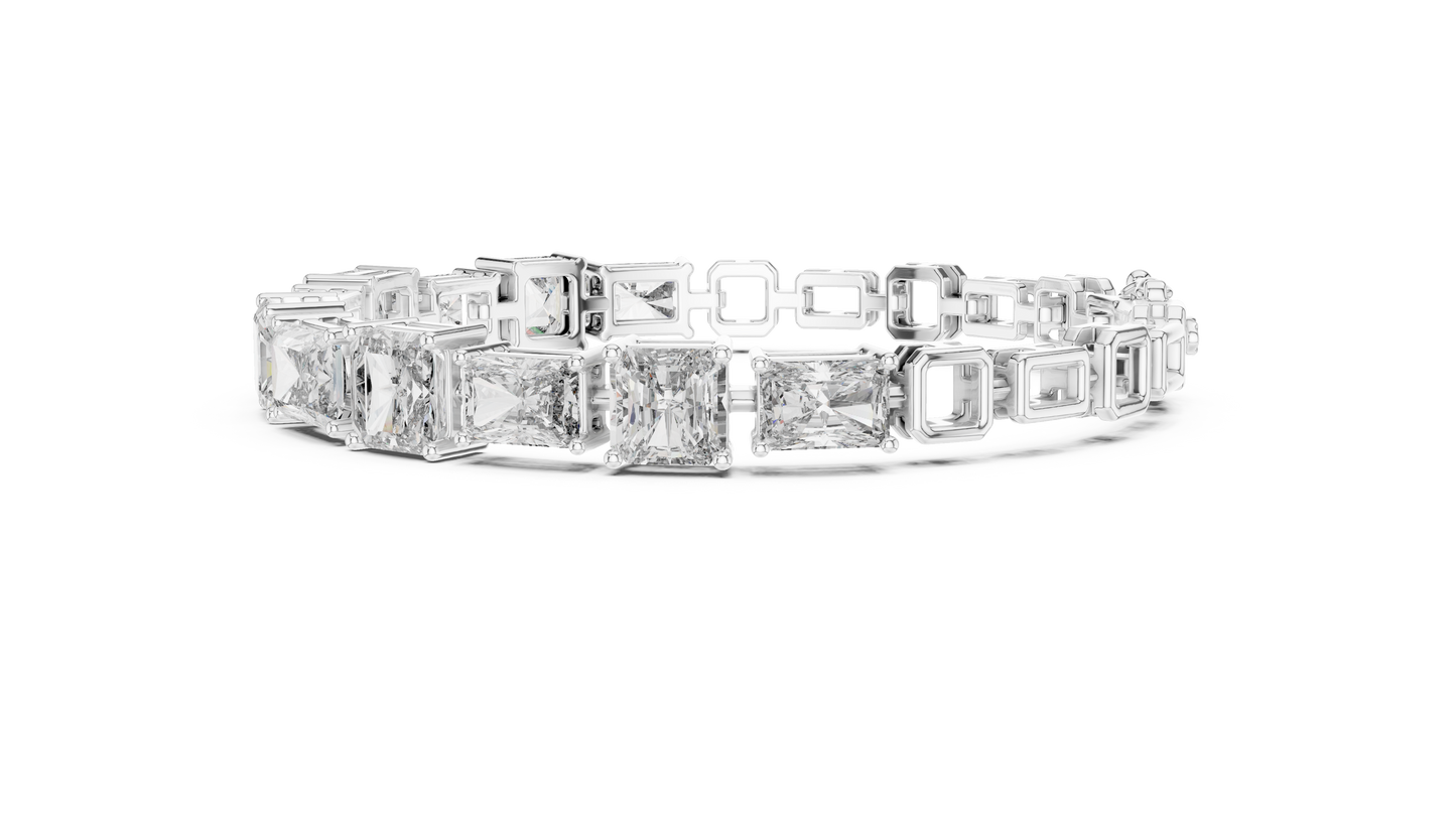 Rose Gold Princess & Emerald-Cut Diamond Tennis Chain Bracelet - Luxury Brilliance