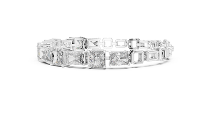 Rose Gold Princess & Emerald-Cut Diamond Tennis Chain Bracelet - Luxury Brilliance