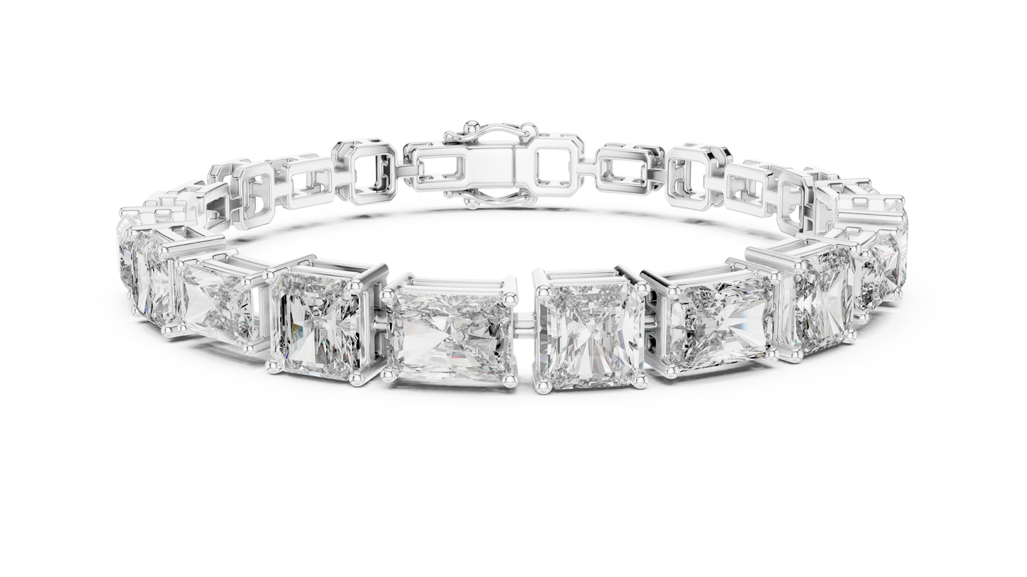 Rose Gold Princess & Emerald-Cut Diamond Tennis Chain Bracelet - Luxury Brilliance