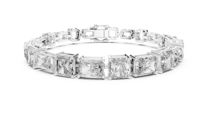 Rose Gold Princess & Emerald-Cut Diamond Tennis Chain Bracelet - Luxury Brilliance