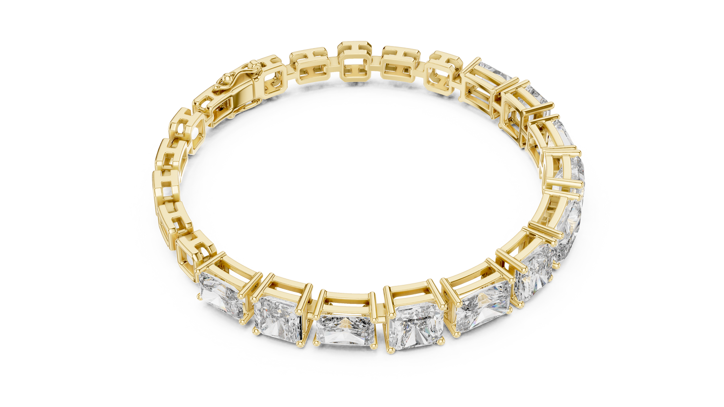 Rose Gold Princess & Emerald-Cut Diamond Tennis Chain Bracelet - Luxury Brilliance