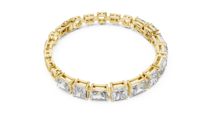 Rose Gold Princess & Emerald-Cut Diamond Tennis Chain Bracelet - Luxury Brilliance