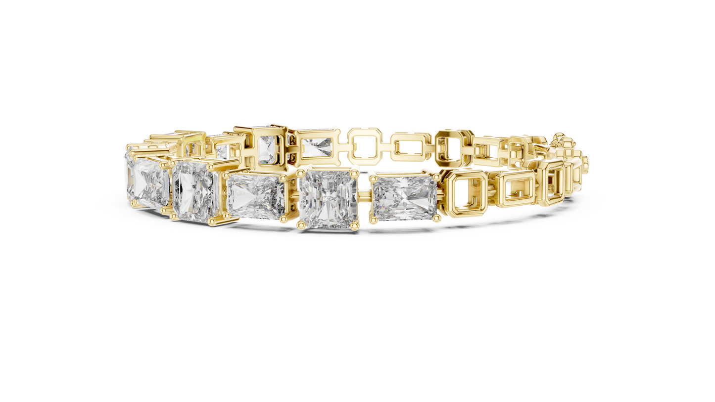 Rose Gold Princess & Emerald-Cut Diamond Tennis Chain Bracelet - Luxury Brilliance