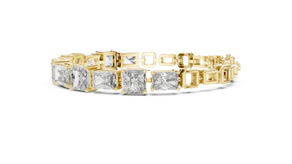 Rose Gold Princess & Emerald-Cut Diamond Tennis Chain Bracelet - Luxury Brilliance