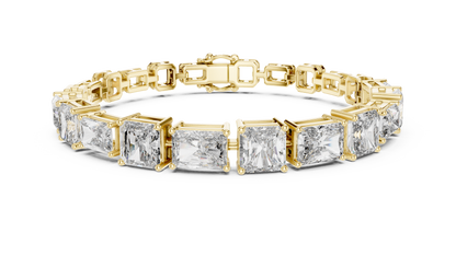 Rose Gold Princess & Emerald-Cut Diamond Tennis Chain Bracelet - Luxury Brilliance