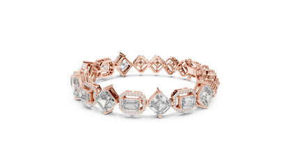 Princess & Emerald-Cut Diamond Tennis Chain Bracelet – Platinum & White Gold Luxury