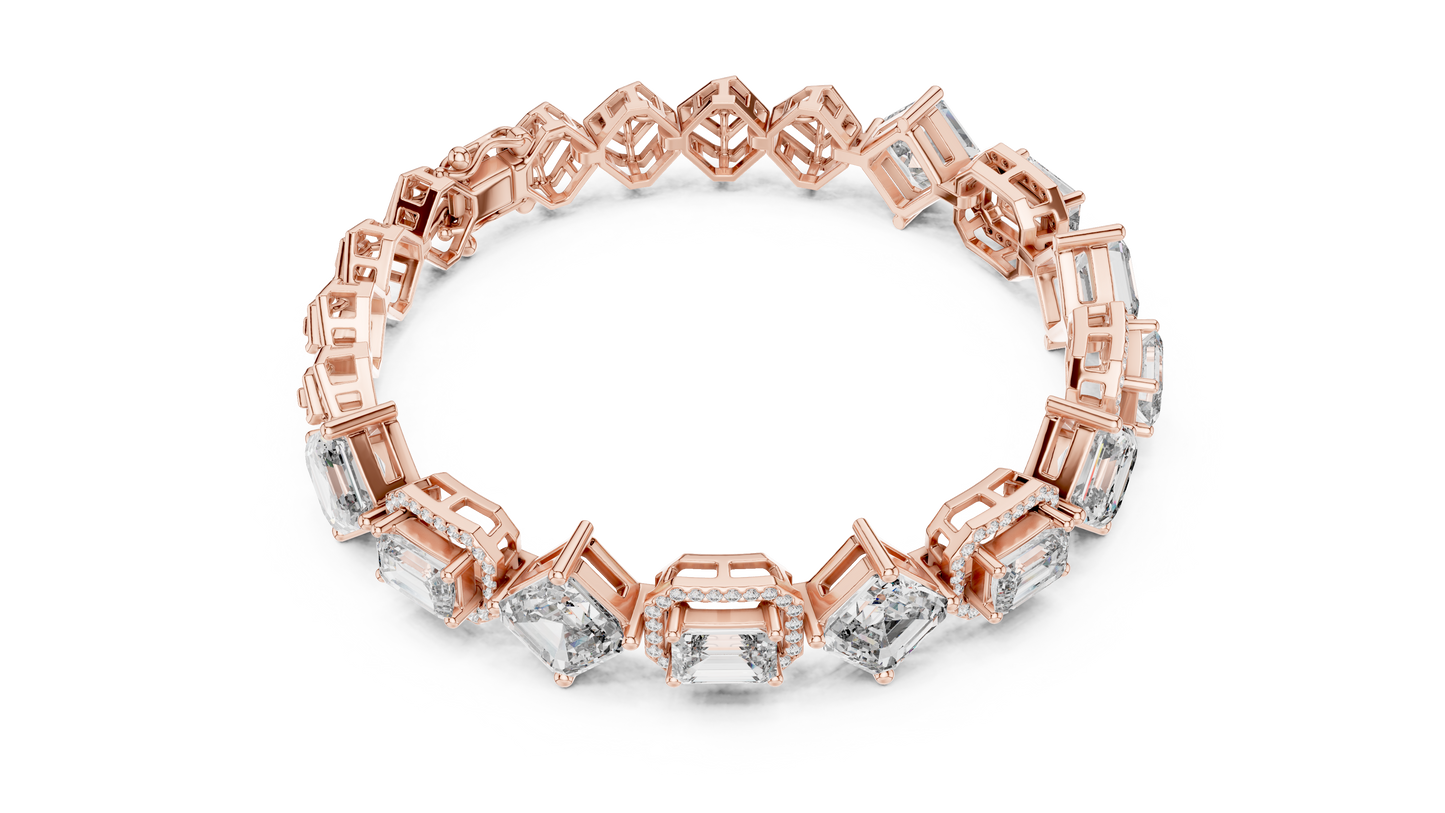 Princess & Emerald-Cut Diamond Tennis Chain Bracelet – Platinum & White Gold Luxury