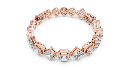 Princess & Emerald-Cut Diamond Tennis Chain Bracelet – Platinum & White Gold Luxury