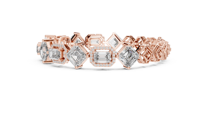 Princess & Emerald-Cut Diamond Tennis Chain Bracelet – Platinum & White Gold Luxury
