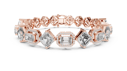 Princess & Emerald-Cut Diamond Tennis Chain Bracelet – Platinum & White Gold Luxury