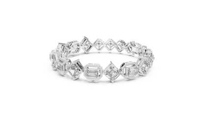 Princess & Emerald-Cut Diamond Tennis Chain Bracelet – Platinum & White Gold Luxury