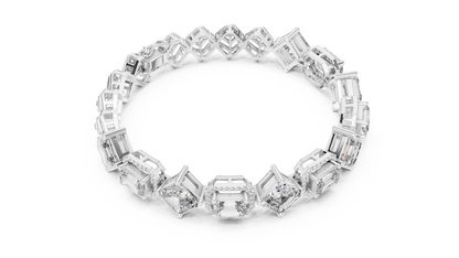 Princess & Emerald-Cut Diamond Tennis Chain Bracelet – Platinum & White Gold Luxury