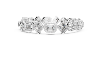 Princess & Emerald-Cut Diamond Tennis Chain Bracelet – Platinum & White Gold Luxury