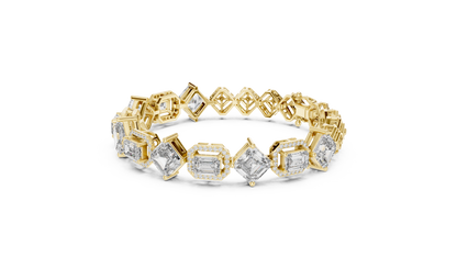 Princess & Emerald-Cut Diamond Tennis Chain Bracelet – Platinum & White Gold Luxury