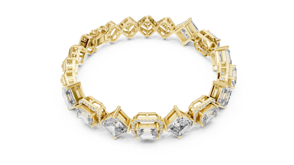 Princess & Emerald-Cut Diamond Tennis Chain Bracelet – Platinum & White Gold Luxury