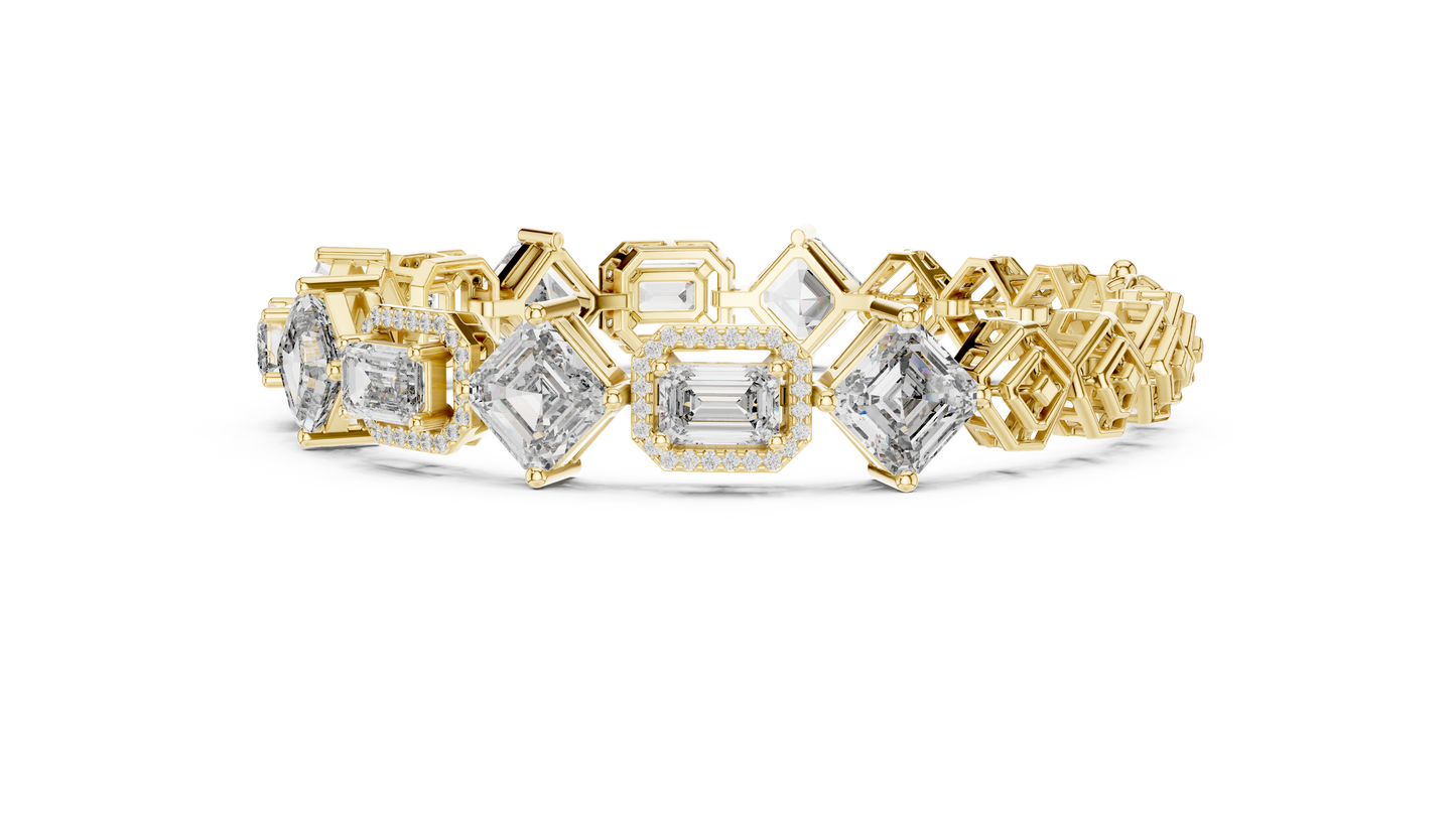 Princess & Emerald-Cut Diamond Tennis Chain Bracelet – Platinum & White Gold Luxury