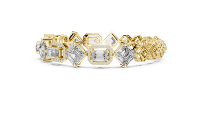 Princess & Emerald-Cut Diamond Tennis Chain Bracelet – Platinum & White Gold Luxury