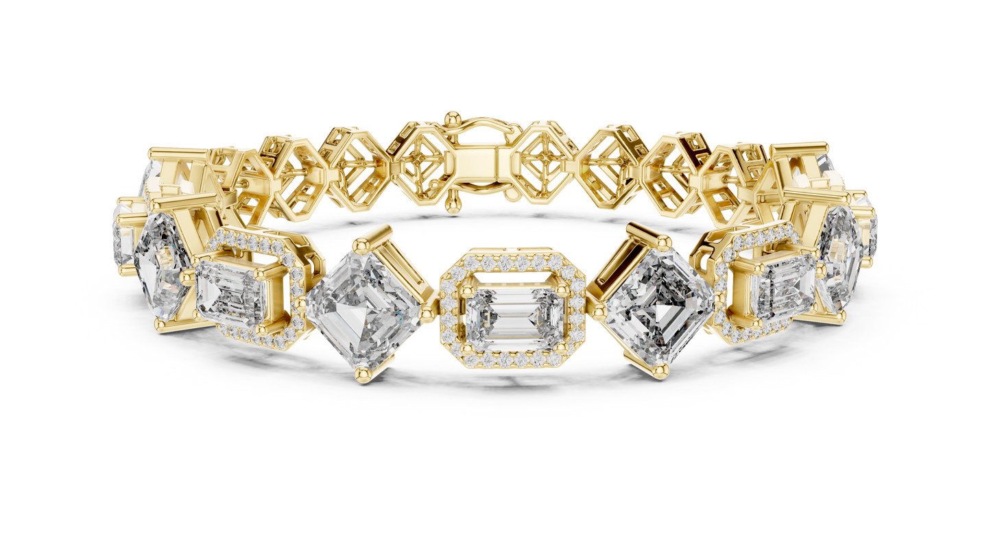 Princess & Emerald-Cut Diamond Tennis Chain Bracelet – Platinum & White Gold Luxury