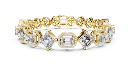 Princess & Emerald-Cut Diamond Tennis Chain Bracelet – Platinum & White Gold Luxury