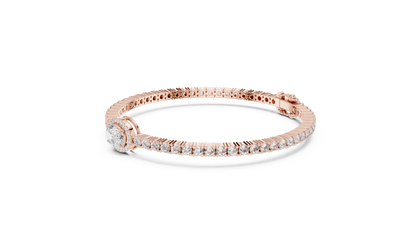 Oval Halo Diamond Tennis Bracelet in 14K Yellow Gold