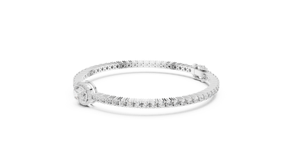 Oval Halo Diamond Tennis Bracelet in 14K Yellow Gold