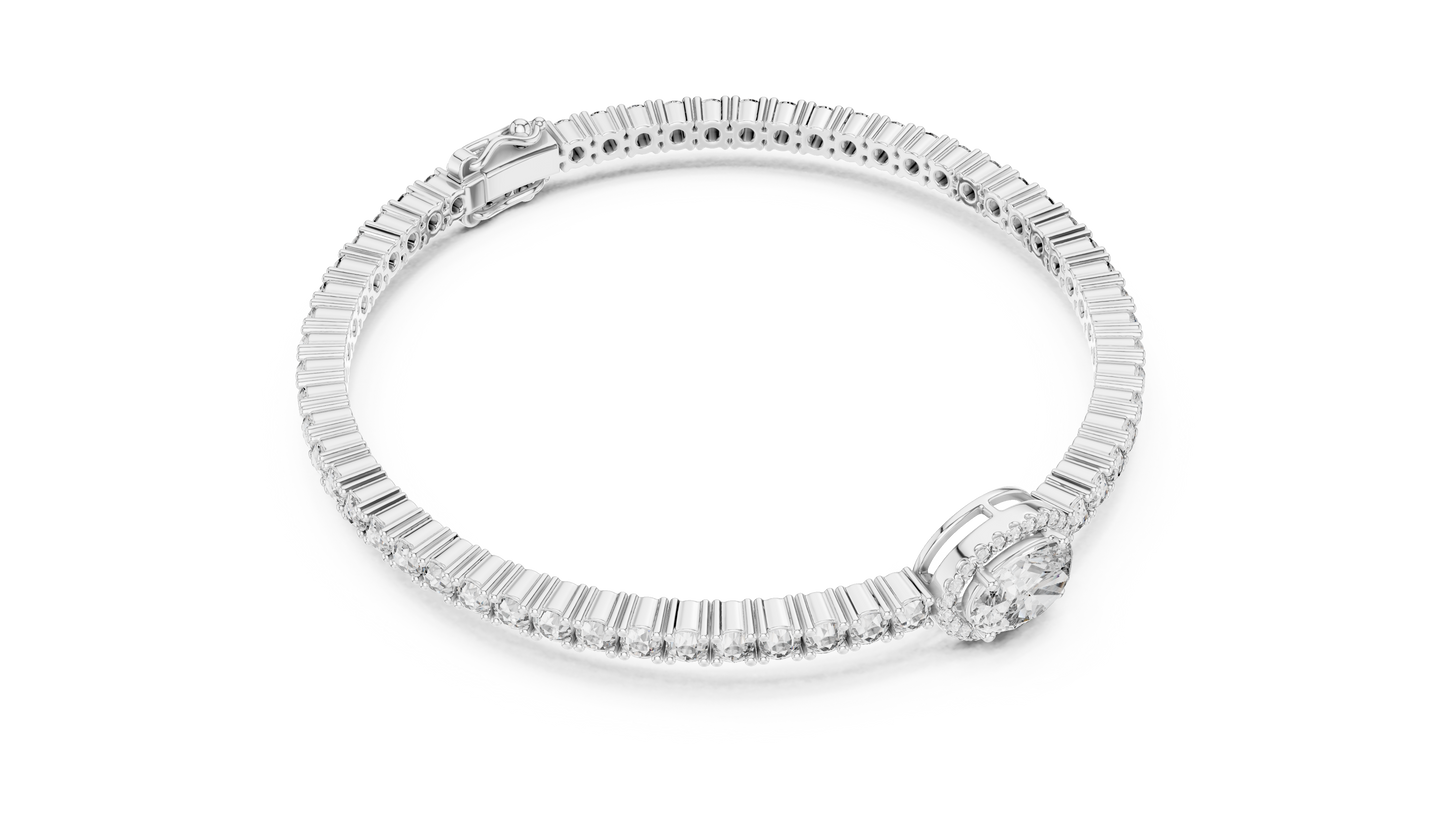 Oval Halo Diamond Tennis Bracelet in 14K Yellow Gold