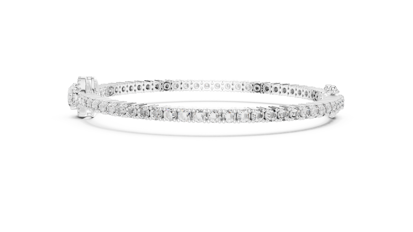 Oval Halo Diamond Tennis Bracelet in 14K Yellow Gold