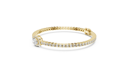 Oval Halo Diamond Tennis Bracelet in 14K Yellow Gold