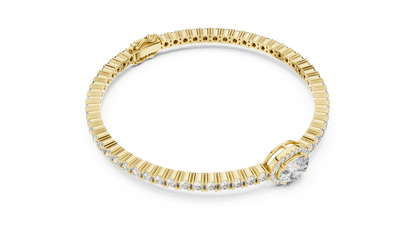 Oval Halo Diamond Tennis Bracelet in 14K Yellow Gold