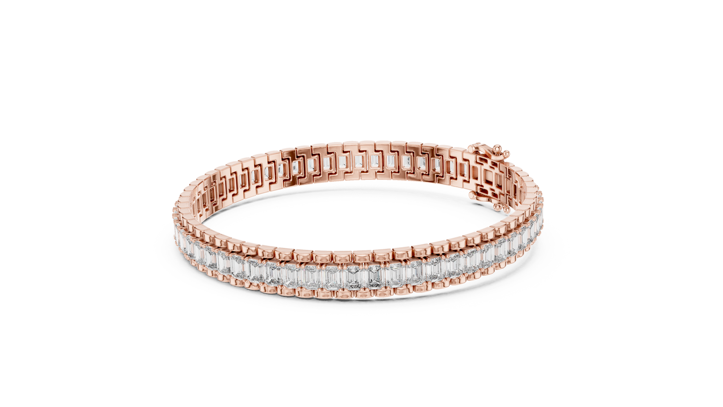 Men's Emerald Cut Diamond Tennis Bracelet in 14K Yellow Gold