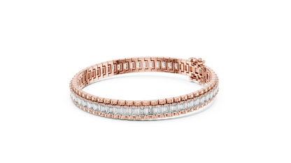 Men's Emerald Cut Diamond Tennis Bracelet in 14K Yellow Gold