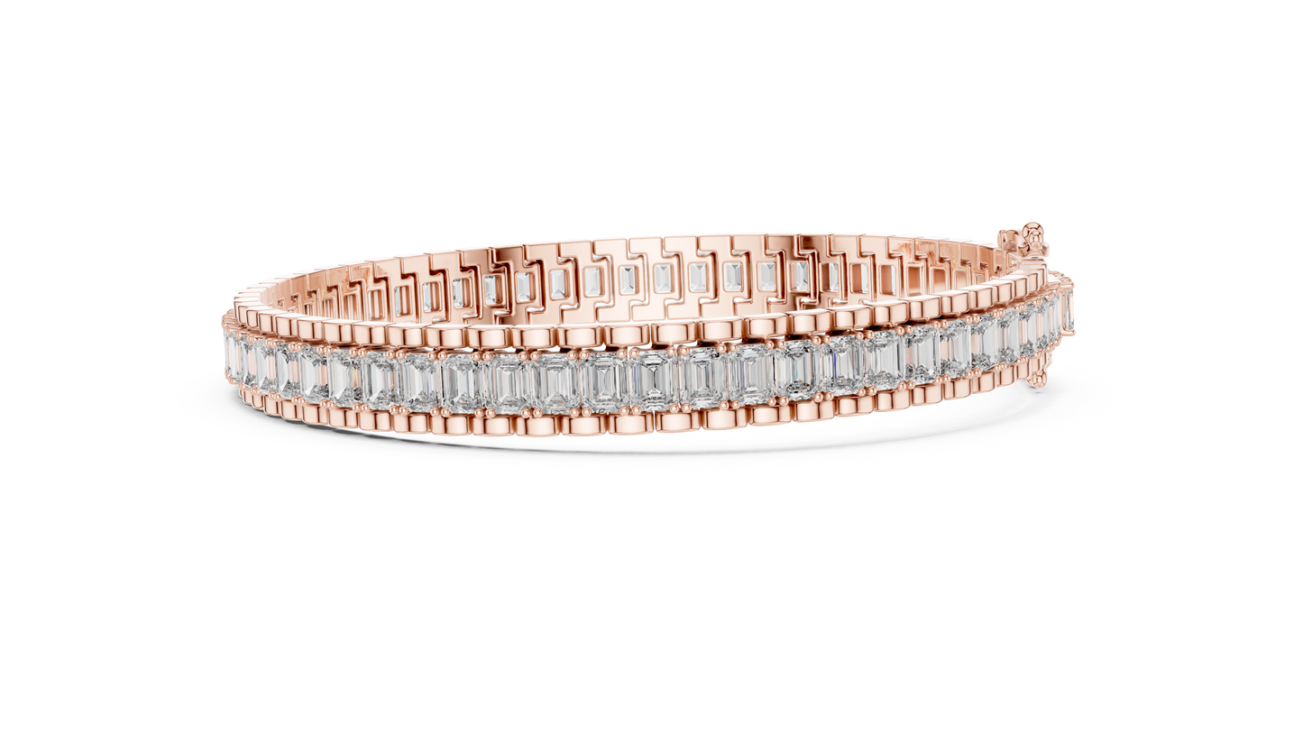 Men's Emerald Cut Diamond Tennis Bracelet in 14K Yellow Gold