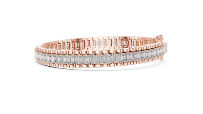Men's Emerald Cut Diamond Tennis Bracelet in 14K Yellow Gold